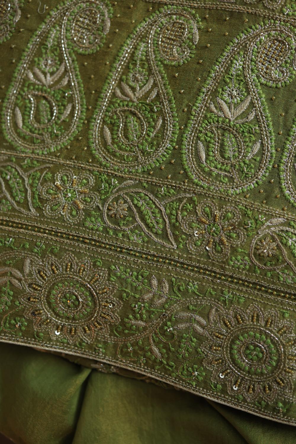 Green Tissue Silk Unstitched Fabric