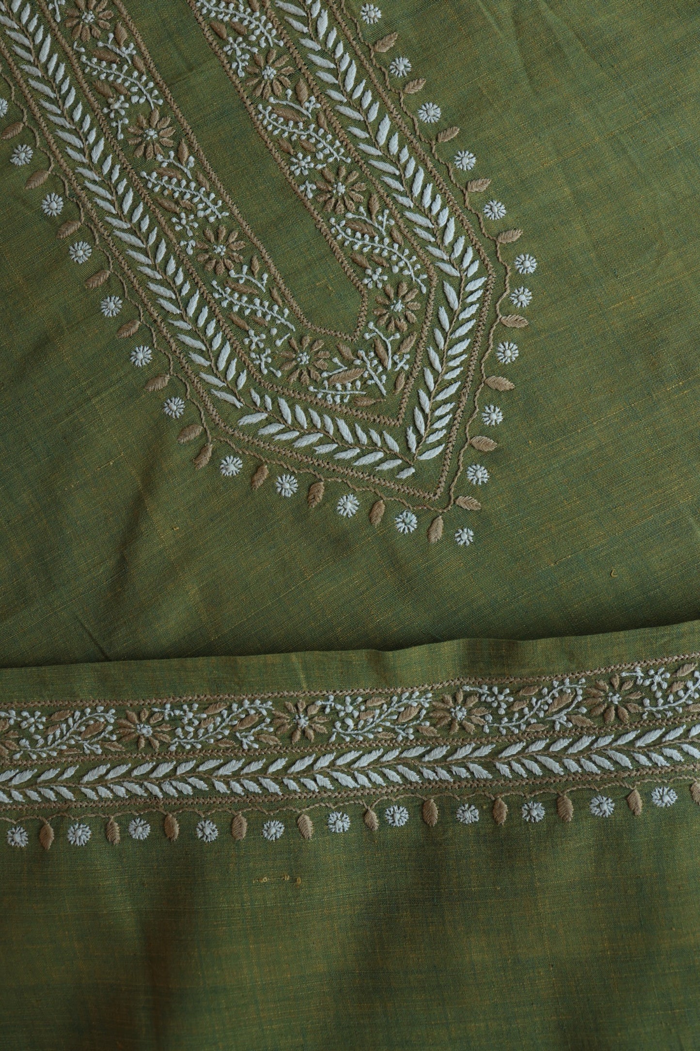 Army Green Shade Malkha Handspun Khadi Kurtas Unisex Fabric