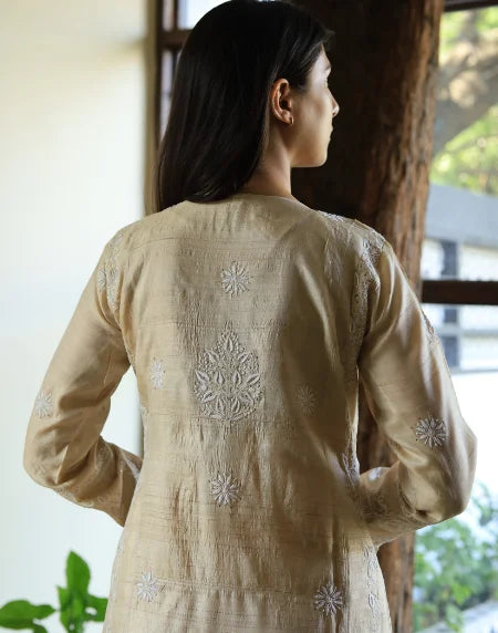 Basak Chikankari With Mukaish Work Ready To Wear Kurta Dupatta Set