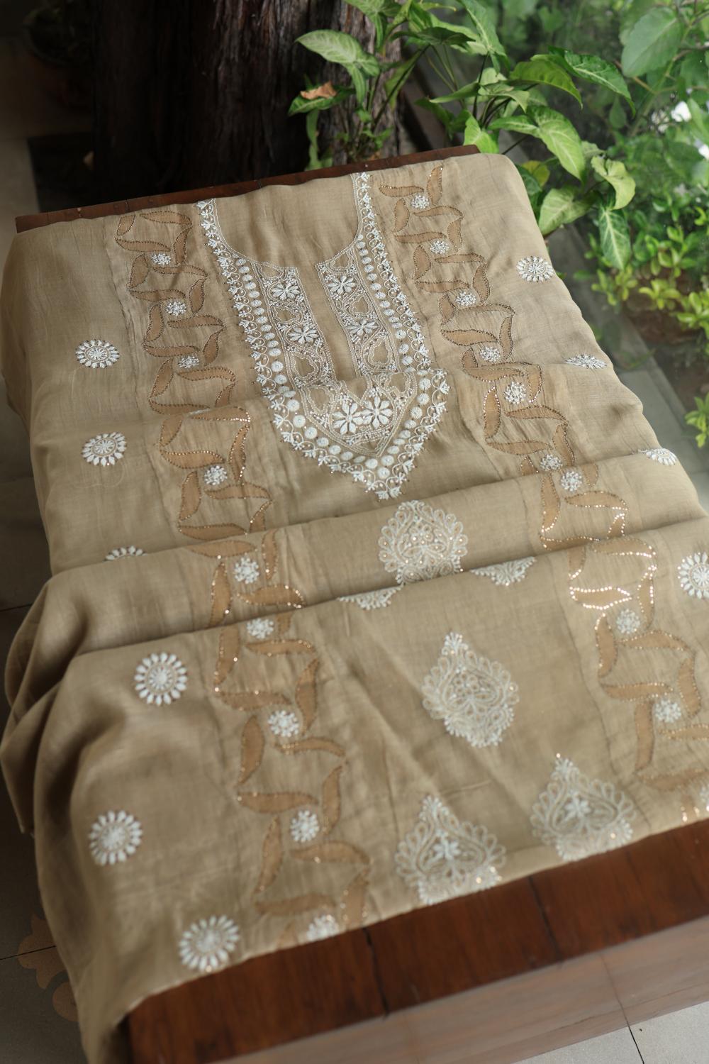 Beige Daraz Chikankari Kurta Fabrics