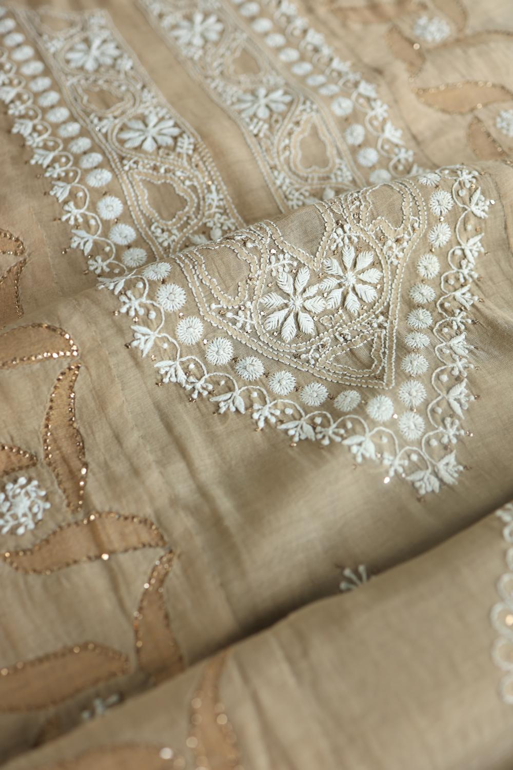 Beige Daraz Chikankari Kurta Fabrics