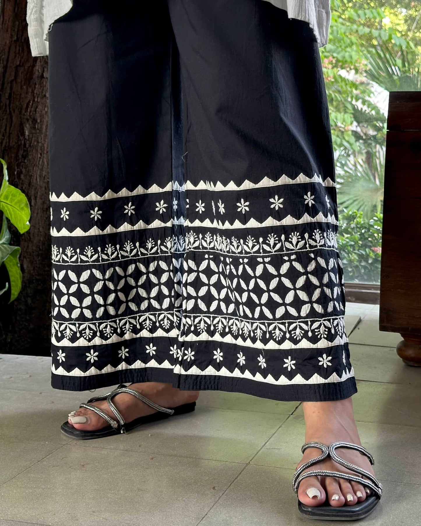 Black & White Daraz Chikankari Palazzo