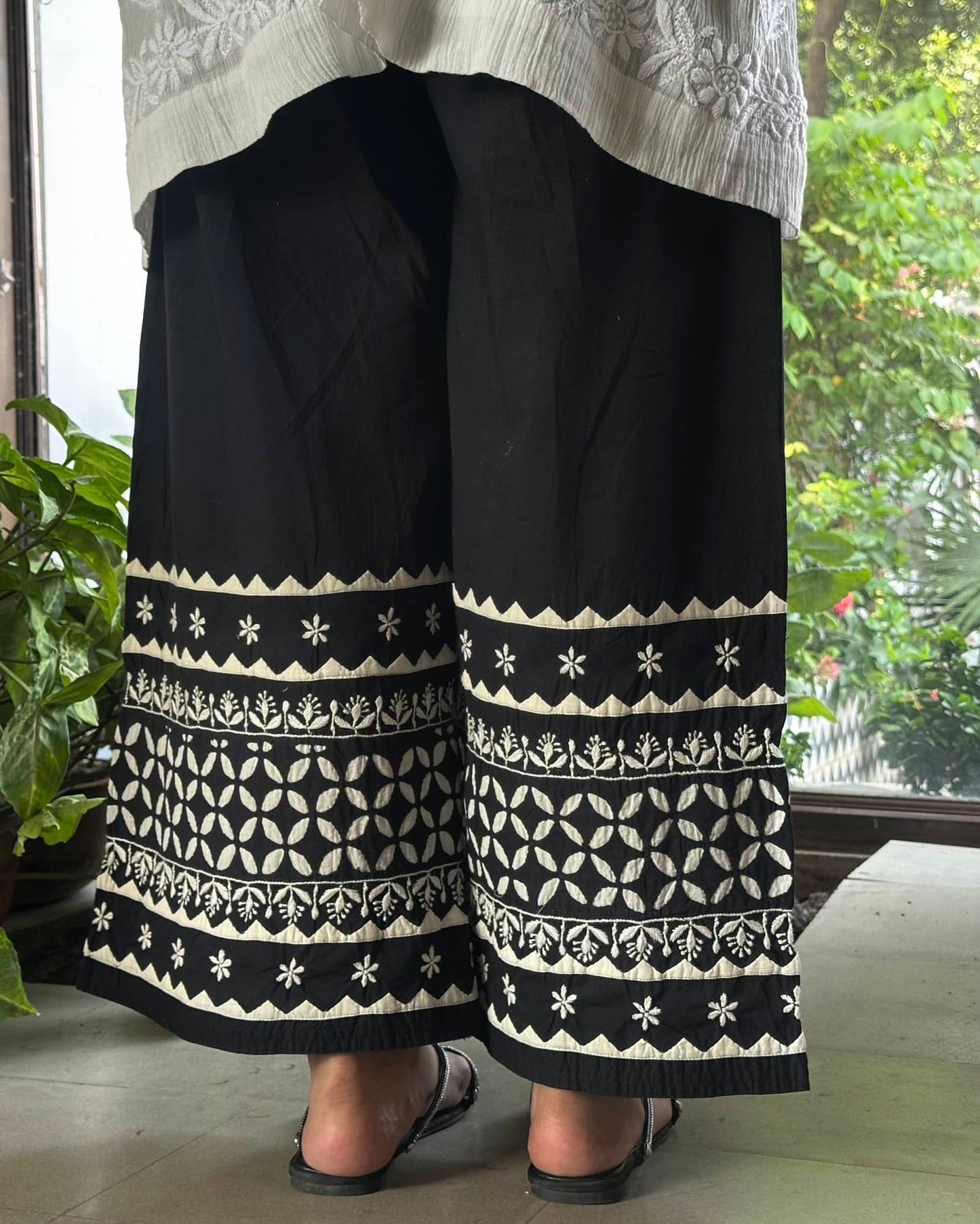 Black & White Daraz Chikankari Palazzo