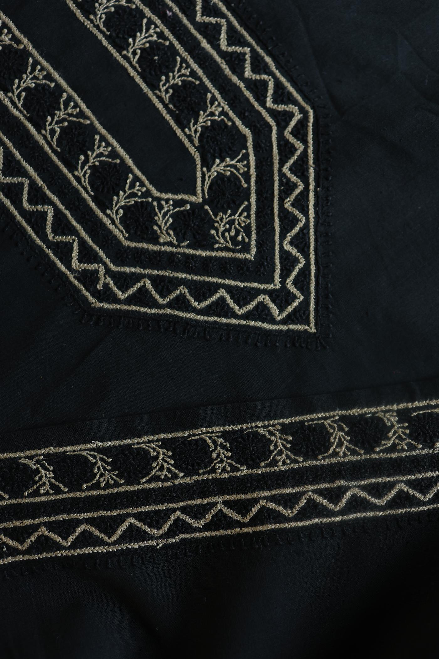Black Malkha Handspun Khadi Kurtas Unisex Fabric