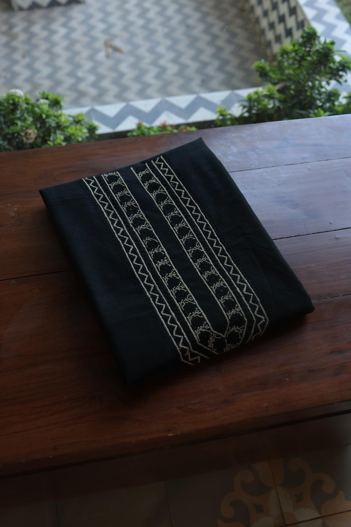 Black Malkha Handspun Khadi Kurtas Unisex Fabric