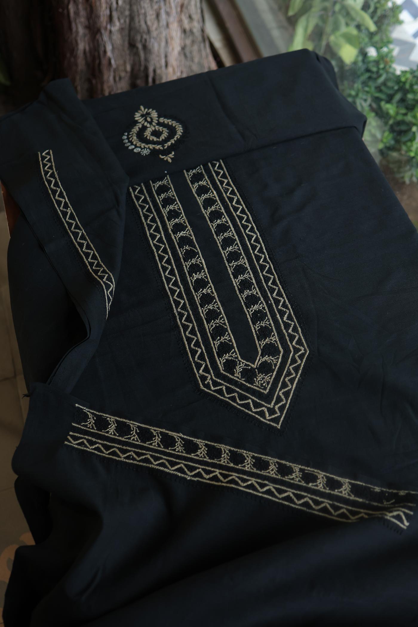 Black Malkha Handspun Khadi Kurtas Unisex Fabric