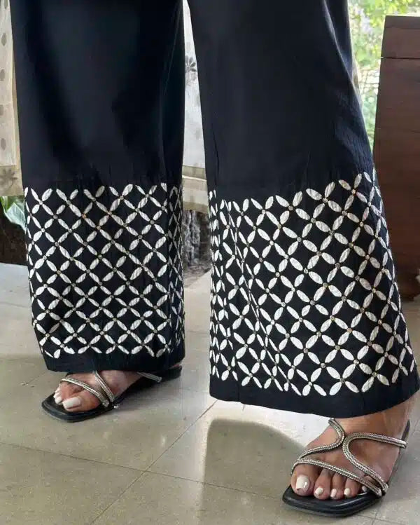 Black & White Daraz Chikankari Palazzo
