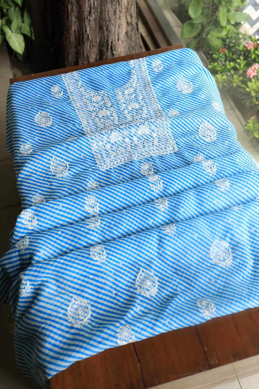 Blue Kota Chikankari Unstitched Women's Kurta Fabric