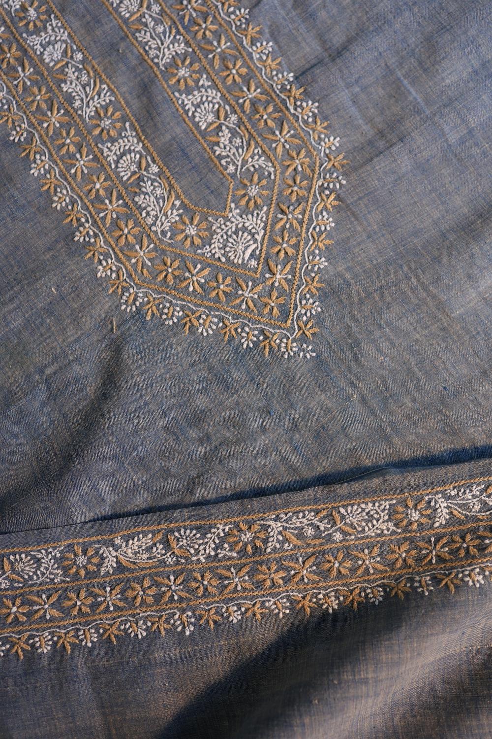 Blue Malkha Handspun Khadi Kurtas Unisex Fabric