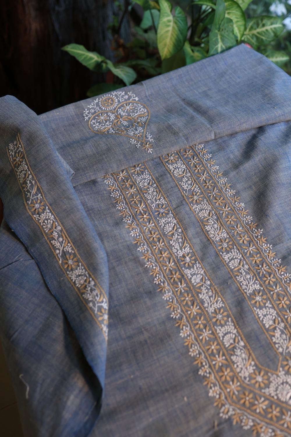 Blue Malkha Handspun Khadi Kurtas Unisex Fabric