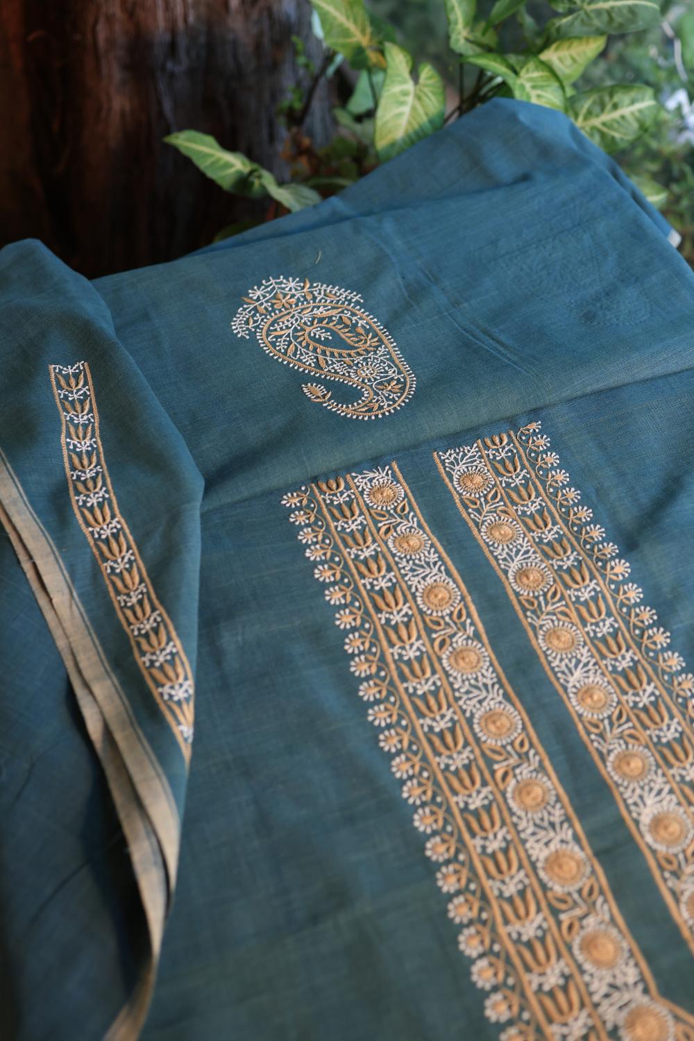 Blue Malkha Handspun Khadi Kurtas Unisex Fabric