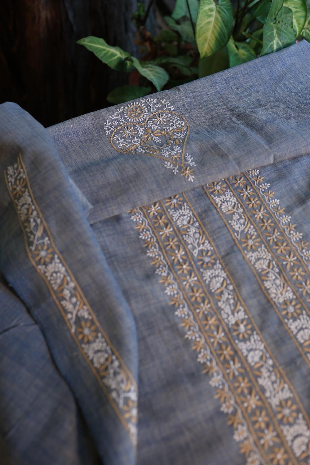 Blue Malkha Handspun Khadi Kurtas Unisex Fabric