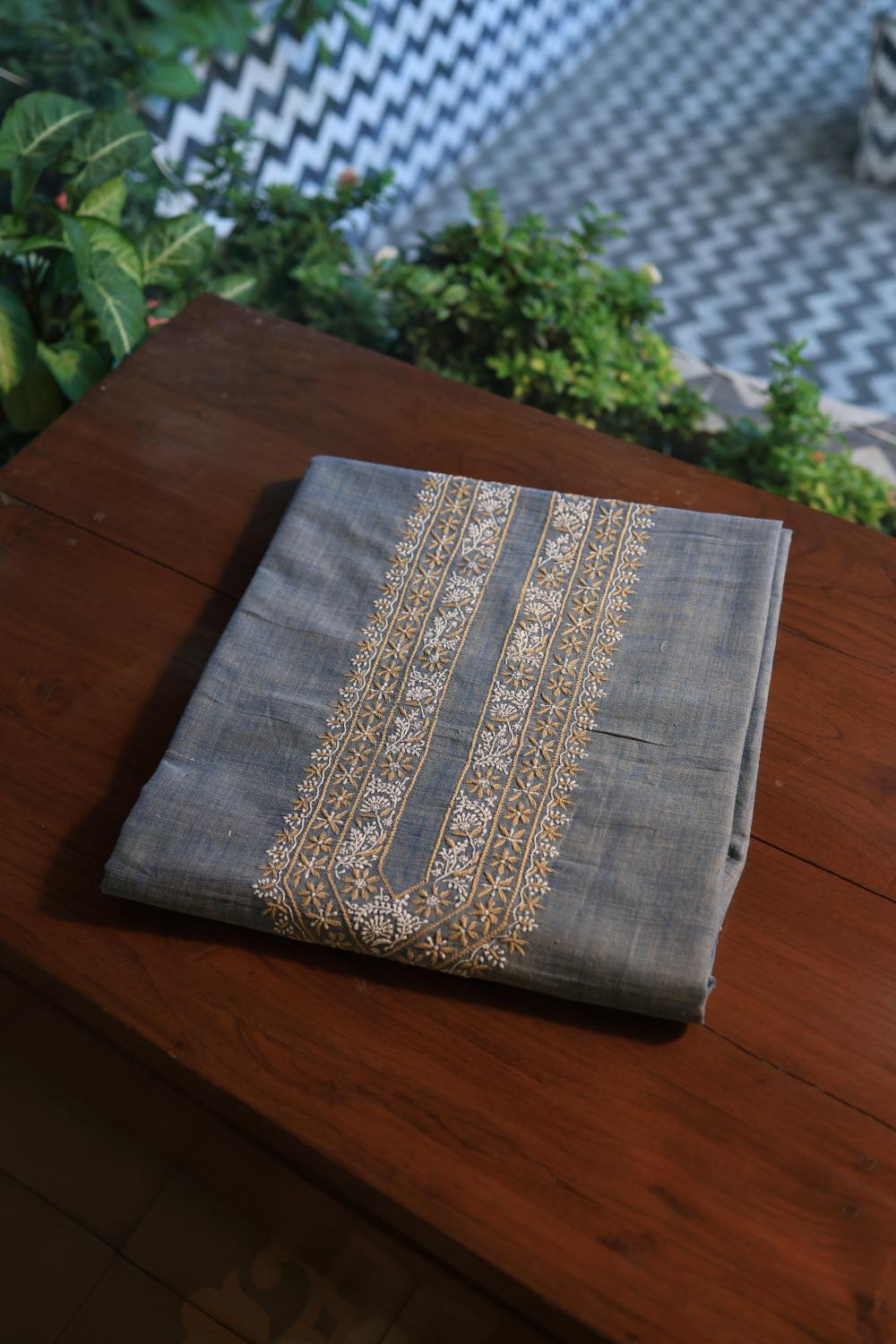 Blue Malkha Handspun Khadi Kurtas Unisex Fabric