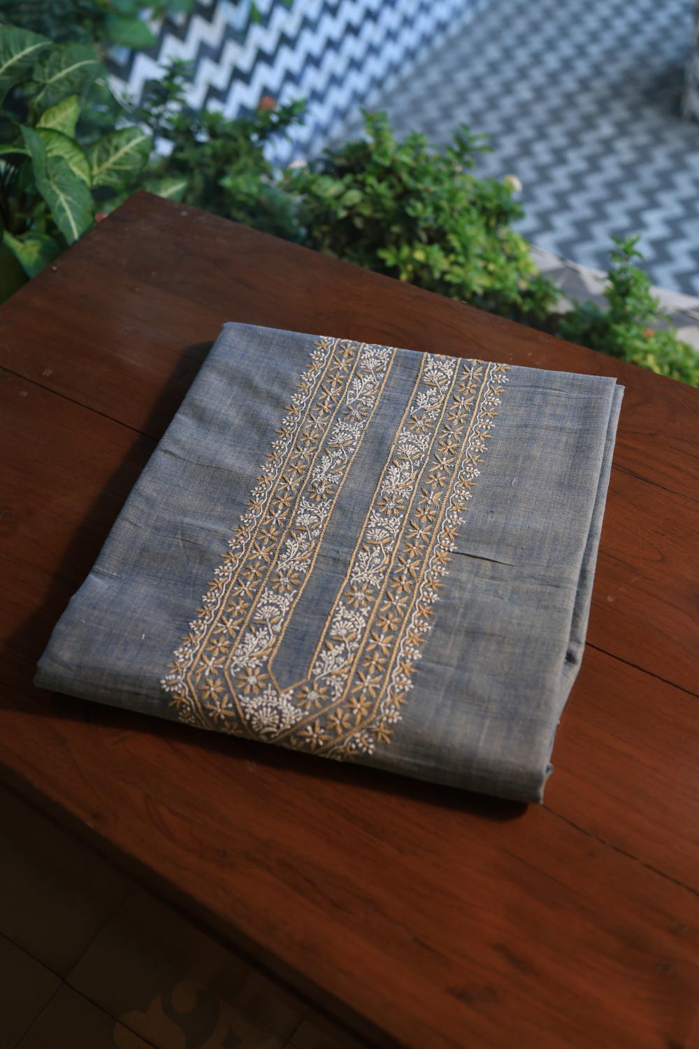 Blue Malkha Handspun Khadi Kurtas Unisex Fabric