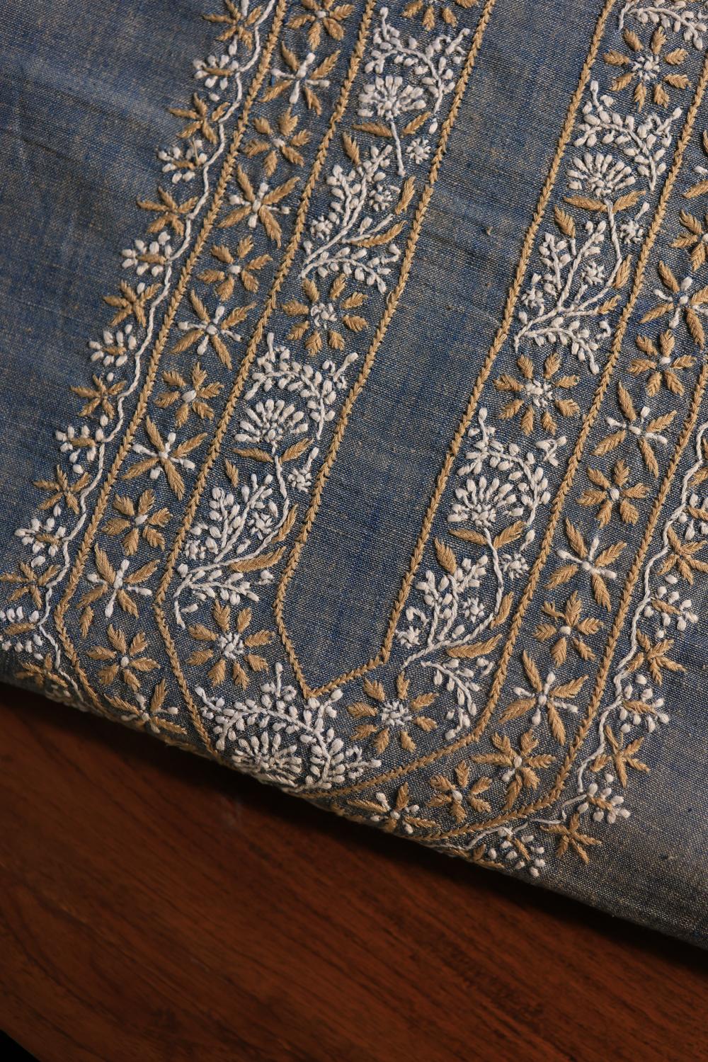 Blue Malkha Handspun Khadi Kurtas Unisex Fabric