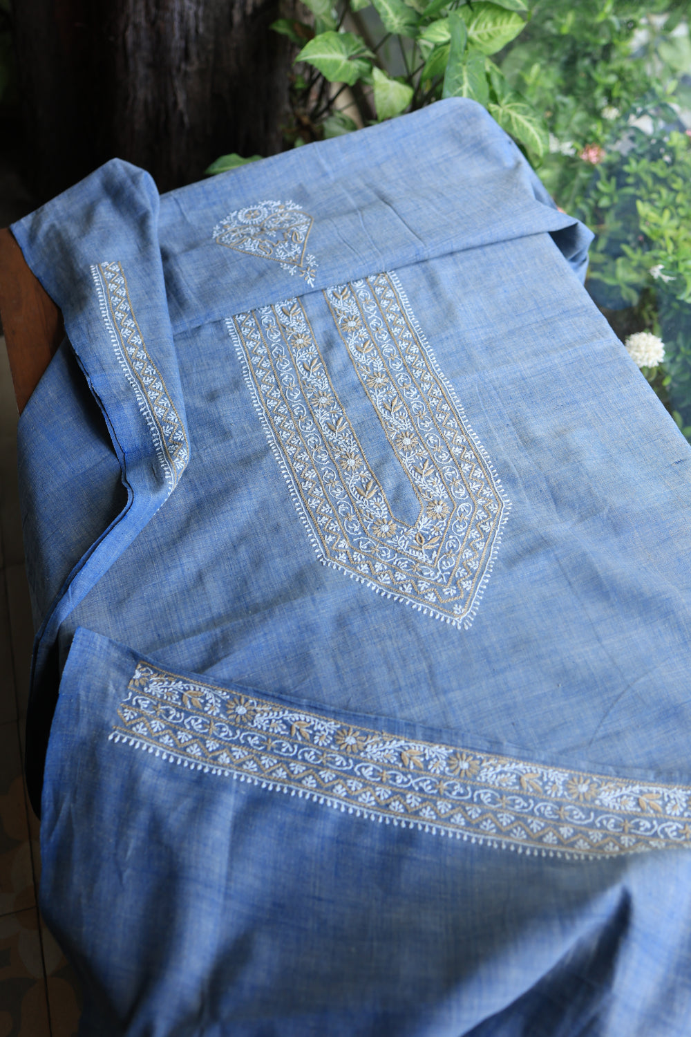 Blue Malkha Handspun Khadi Kurtas Unisex Fabric