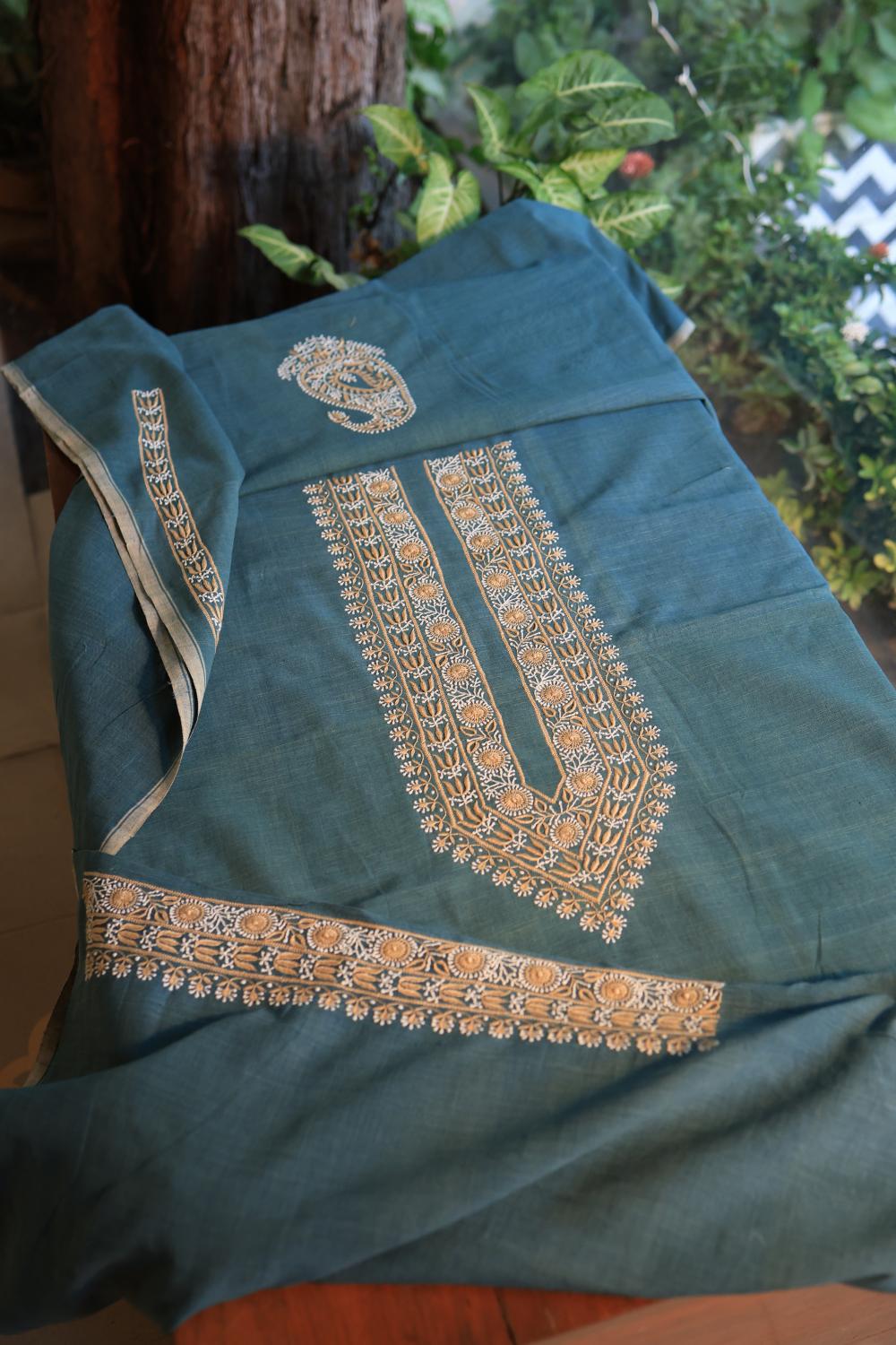 Blue Malkha Handspun Khadi Kurtas Unisex Fabric