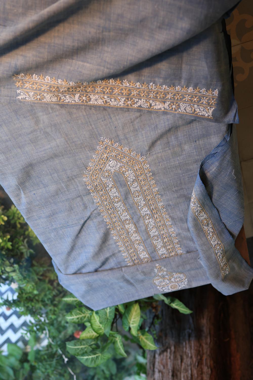 Blue Malkha Handspun Khadi Kurtas Unisex Fabric