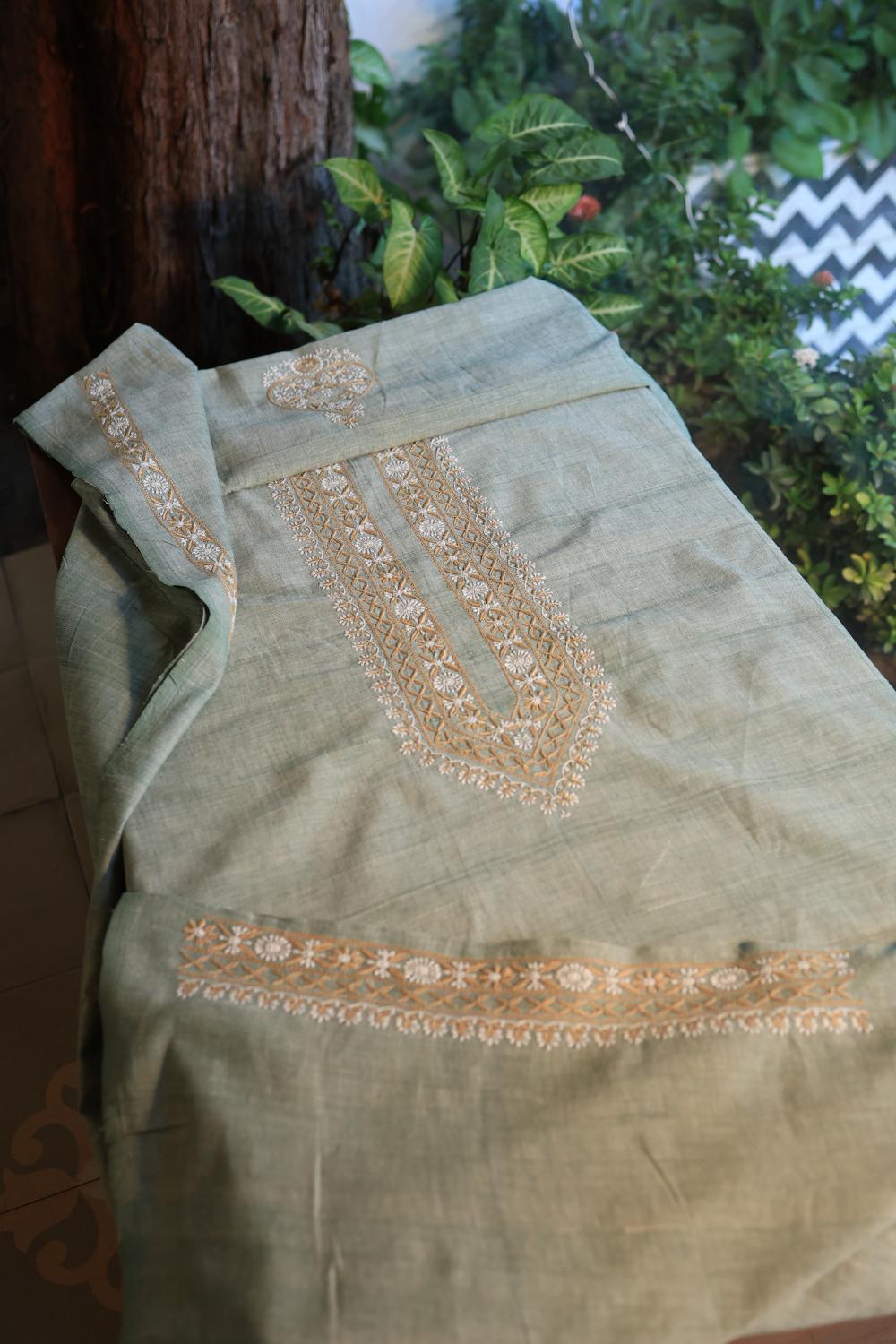 Sage Green Malkha Handspun Khadi Kurtas Unisex Fabric