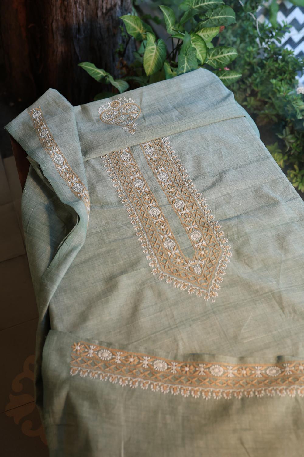 Sage Green Malkha Handspun Khadi Kurtas Unisex Fabric