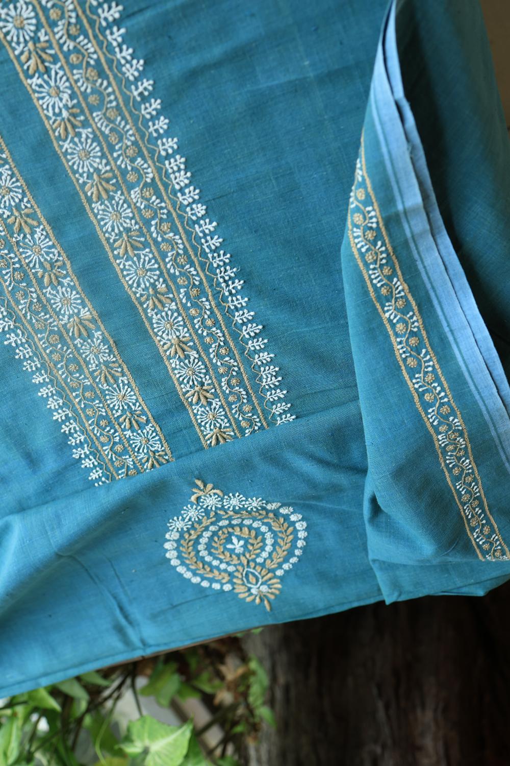 Blue Malkha Handspun Khadi Kurtas Unisex Fabrics