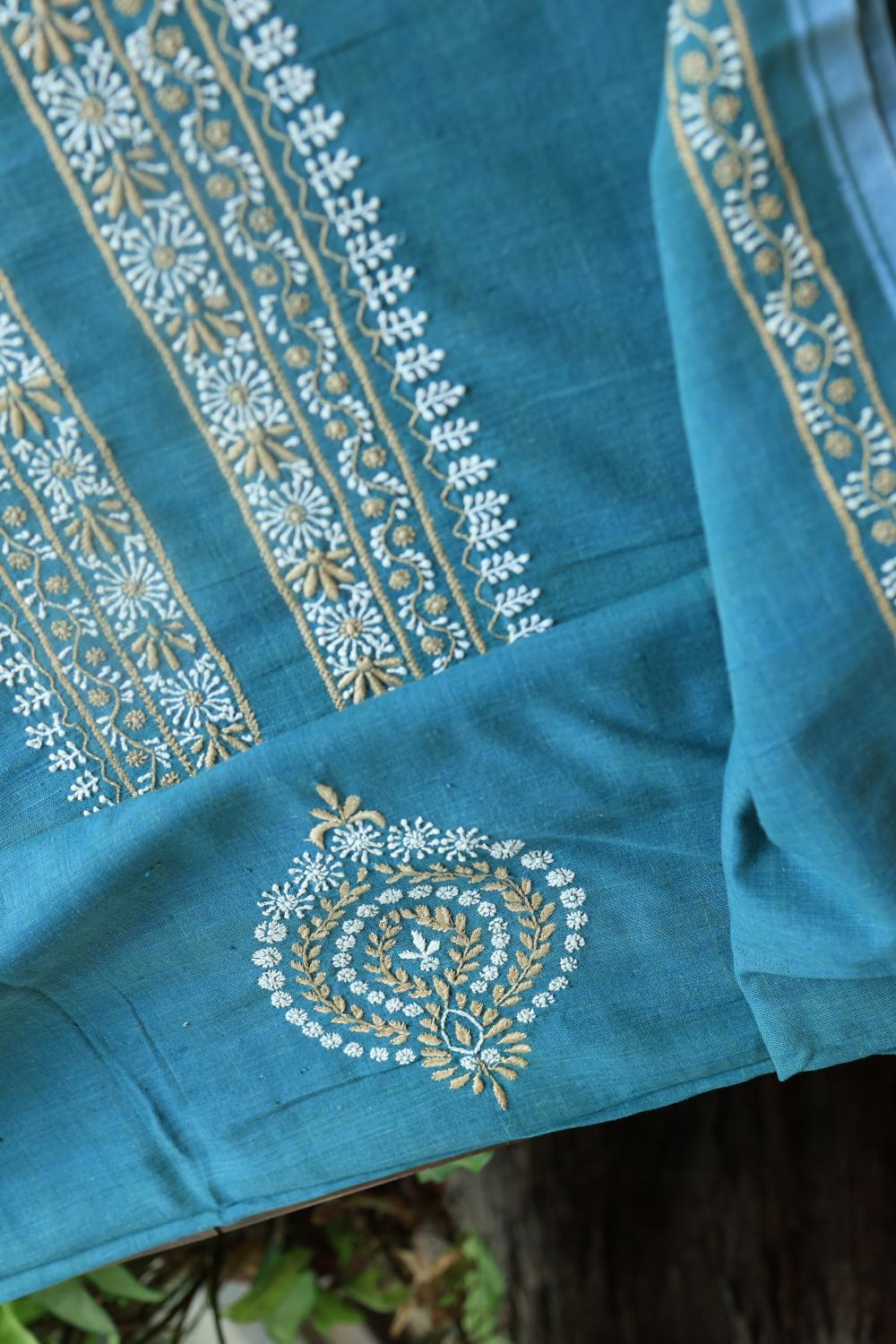 Blue Malkha Handspun Khadi Kurtas Unisex Fabrics