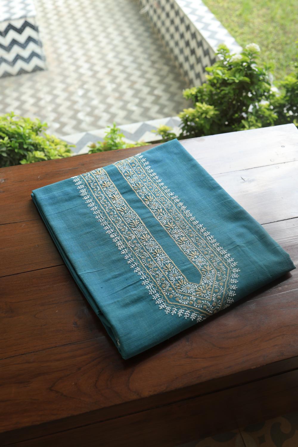 Blue Malkha Handspun Khadi Kurtas Unisex Fabrics