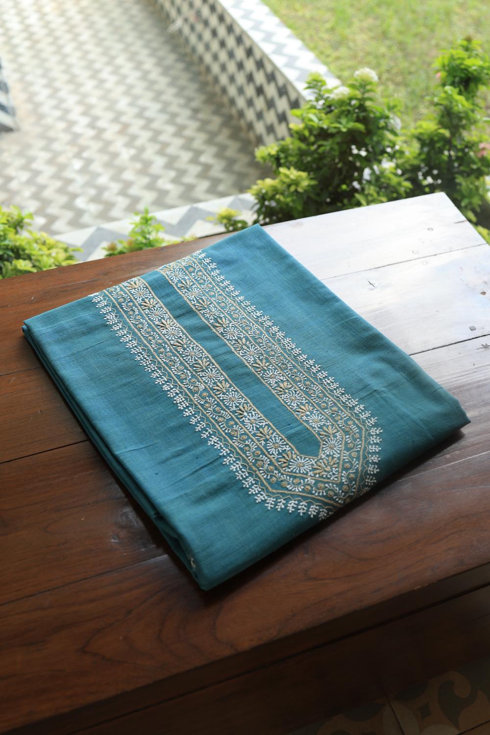 Blue Malkha Handspun Khadi Kurtas Unisex Fabrics