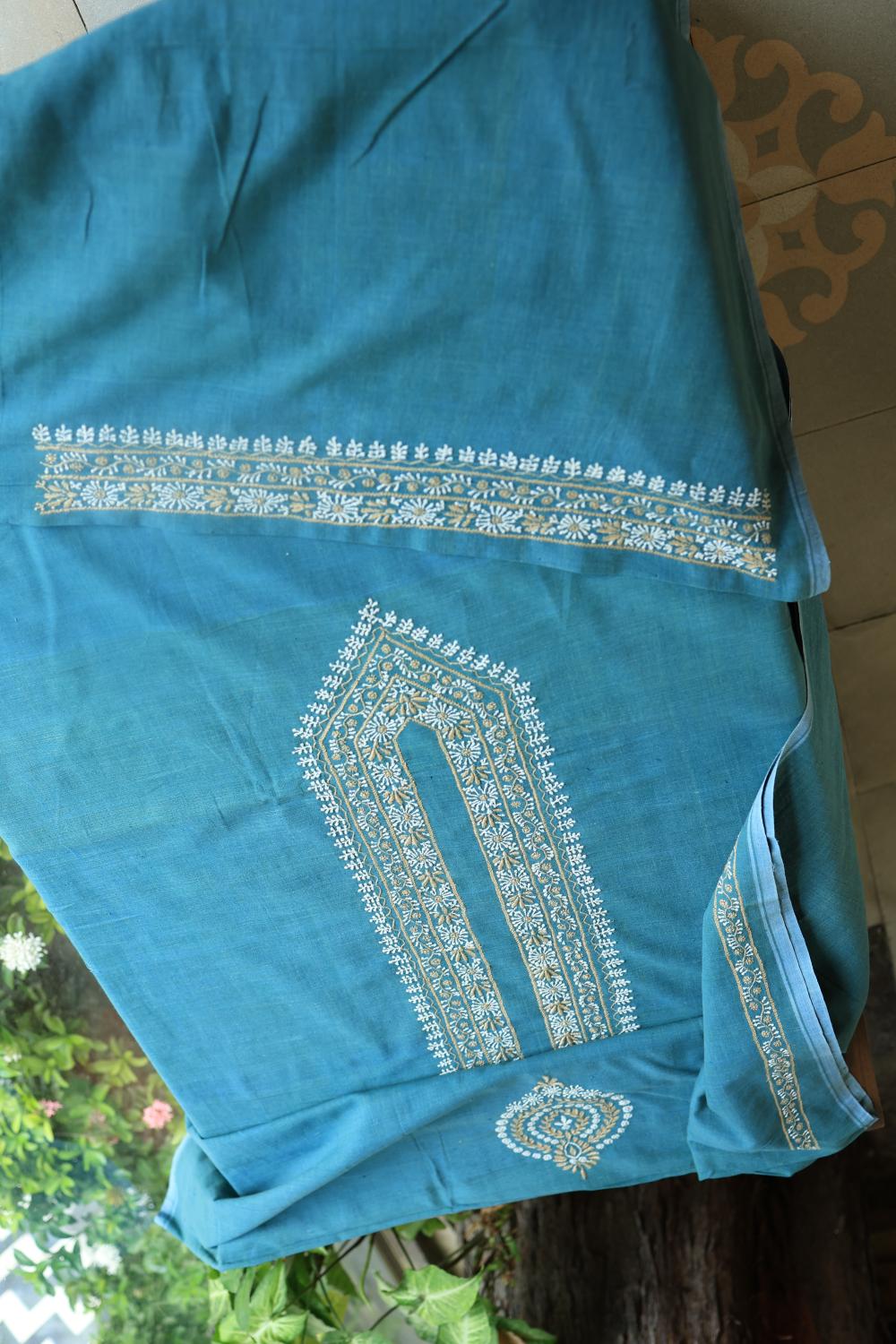 Blue Malkha Handspun Khadi Kurtas Unisex Fabrics