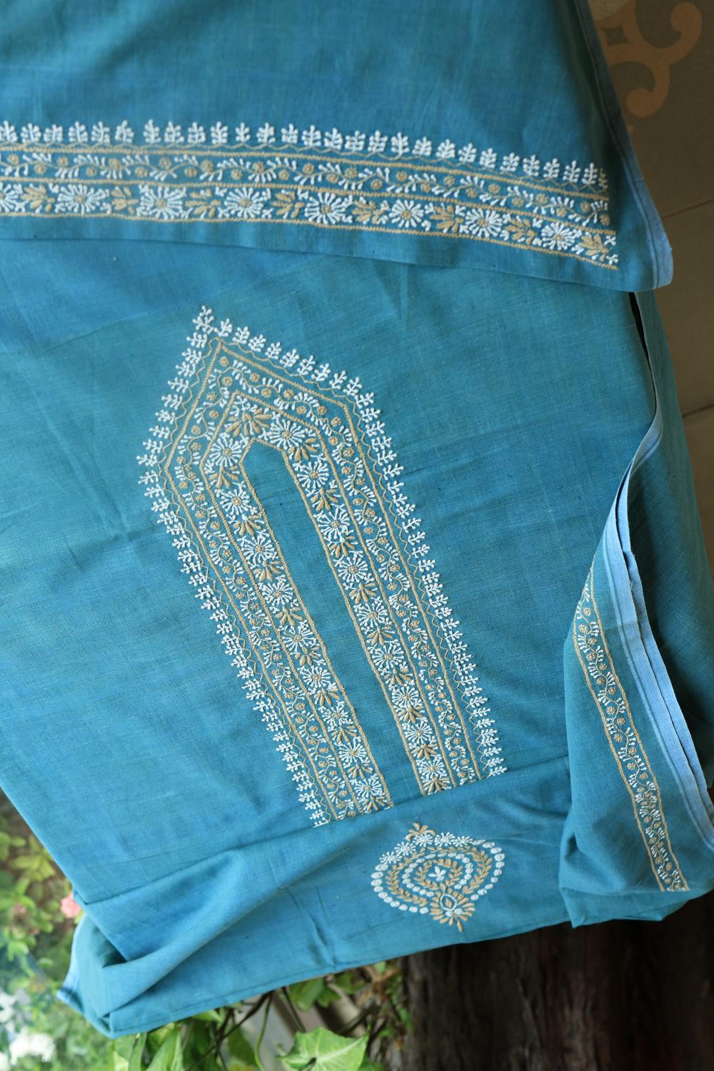 Blue Malkha Handspun Khadi Kurtas Unisex Fabrics