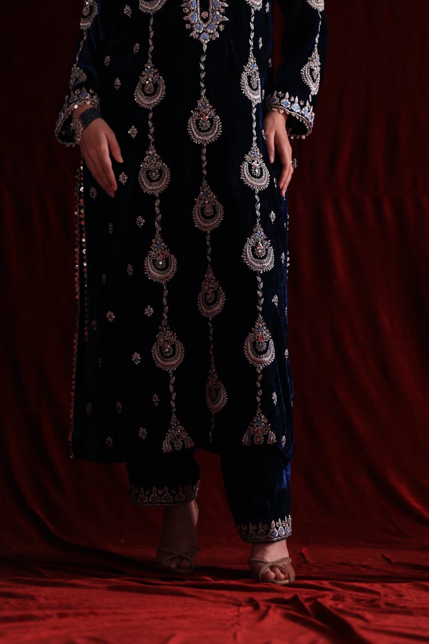 Blue Shade | Saman Velvet Ready To Wear Kurta Set