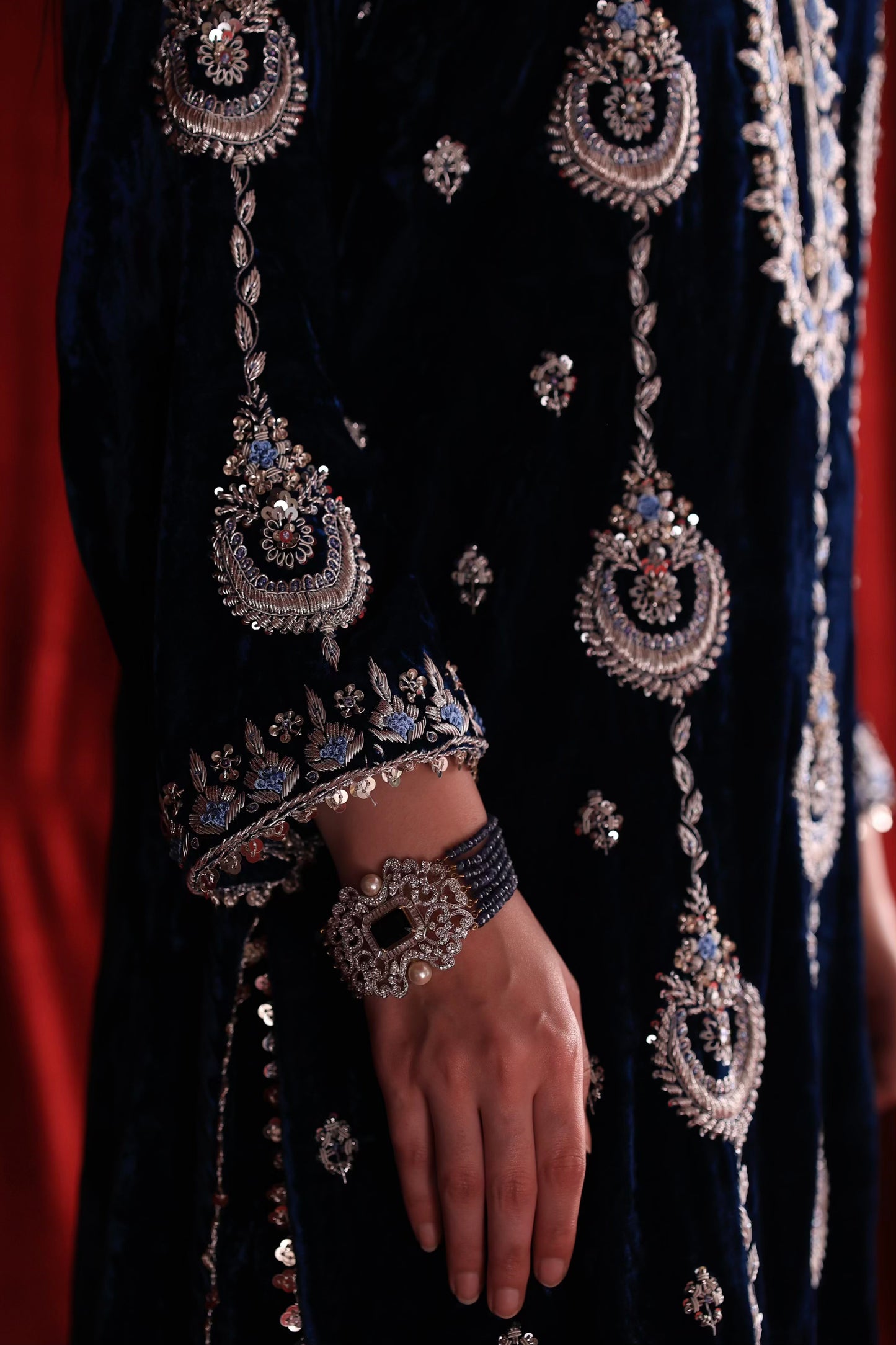 Blue Shade | Saman Velvet Ready To Wear Kurta Set