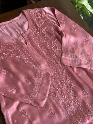 Blush Pink Muslin Chikankari Kurta