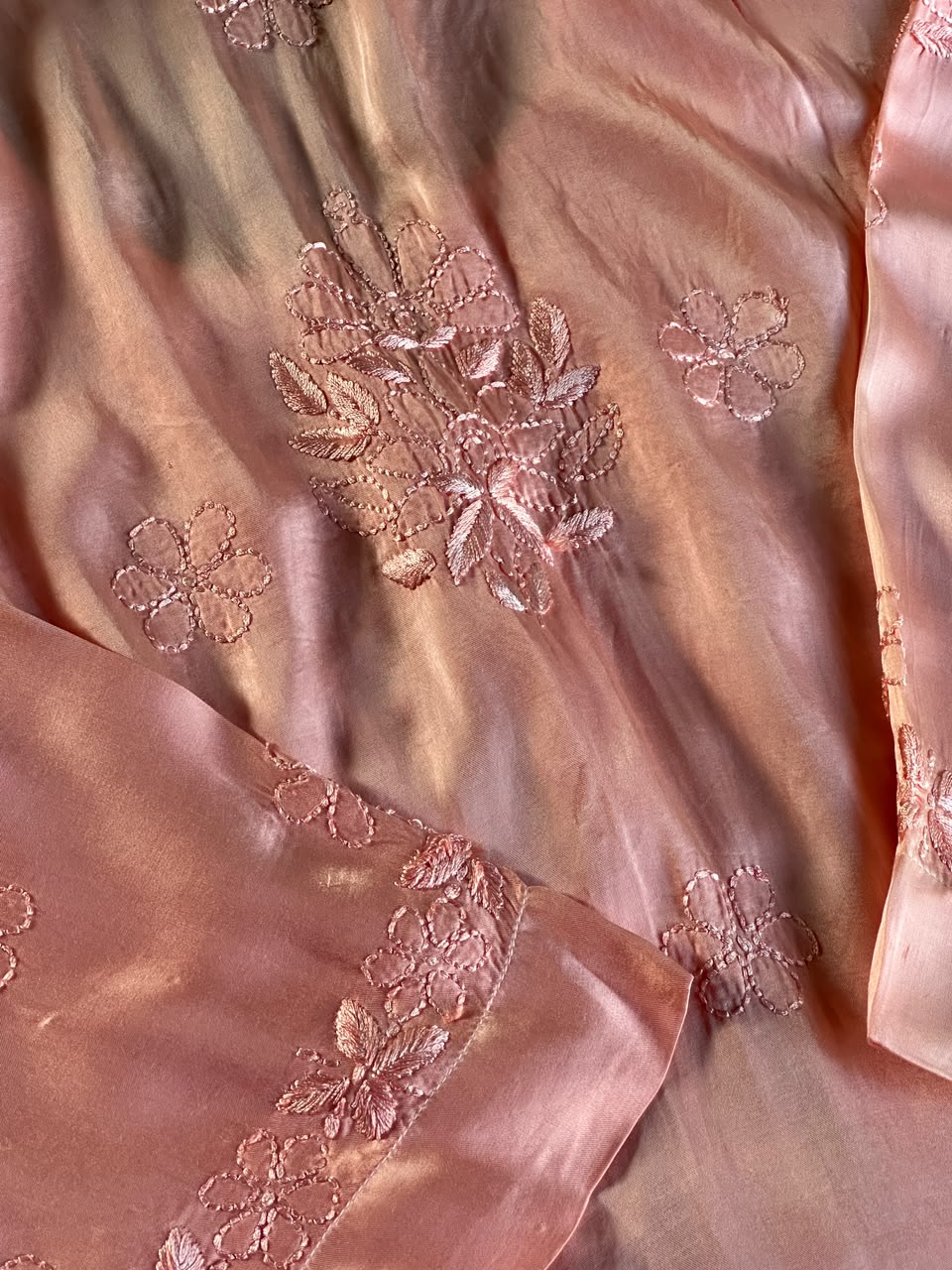 Blush Pink Muslin Chikankari Kurta