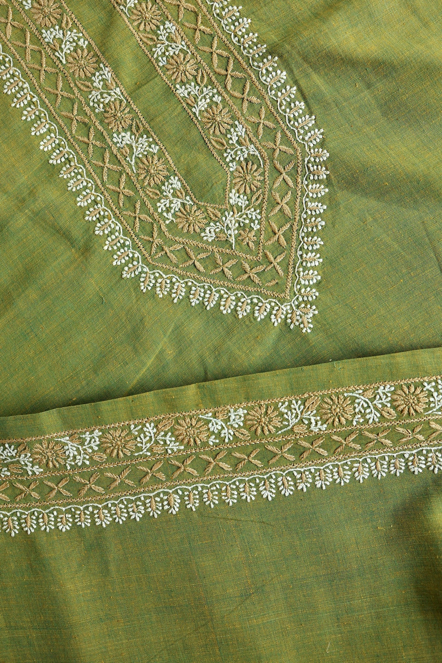 Cactus Green Shade Malkha Handspun Khadi Kurtas Unisex Fabric