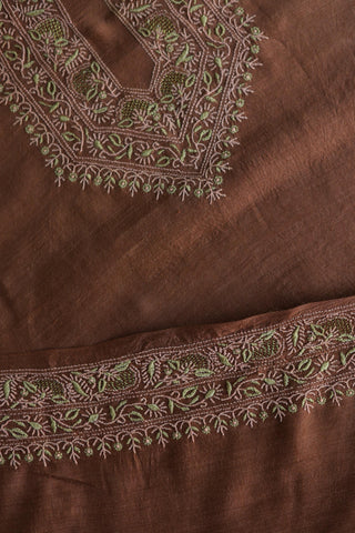 Cocoa Shade Moonga Silk Chikankari Men’s Kurta Fabric
