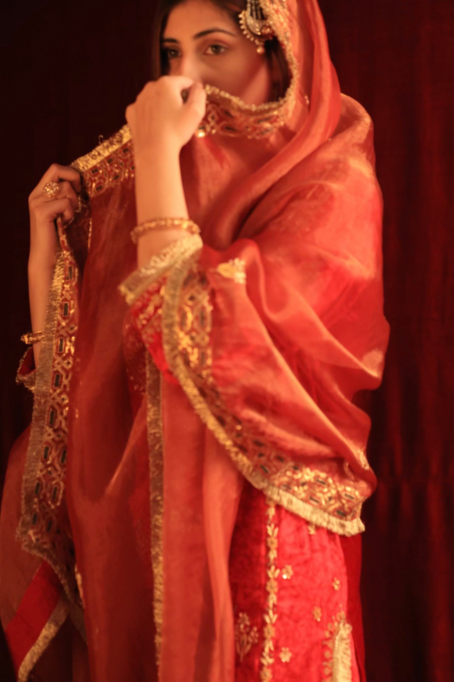 Crimson Red Shade | Saman Velvet Ready To Wear Kurta Set