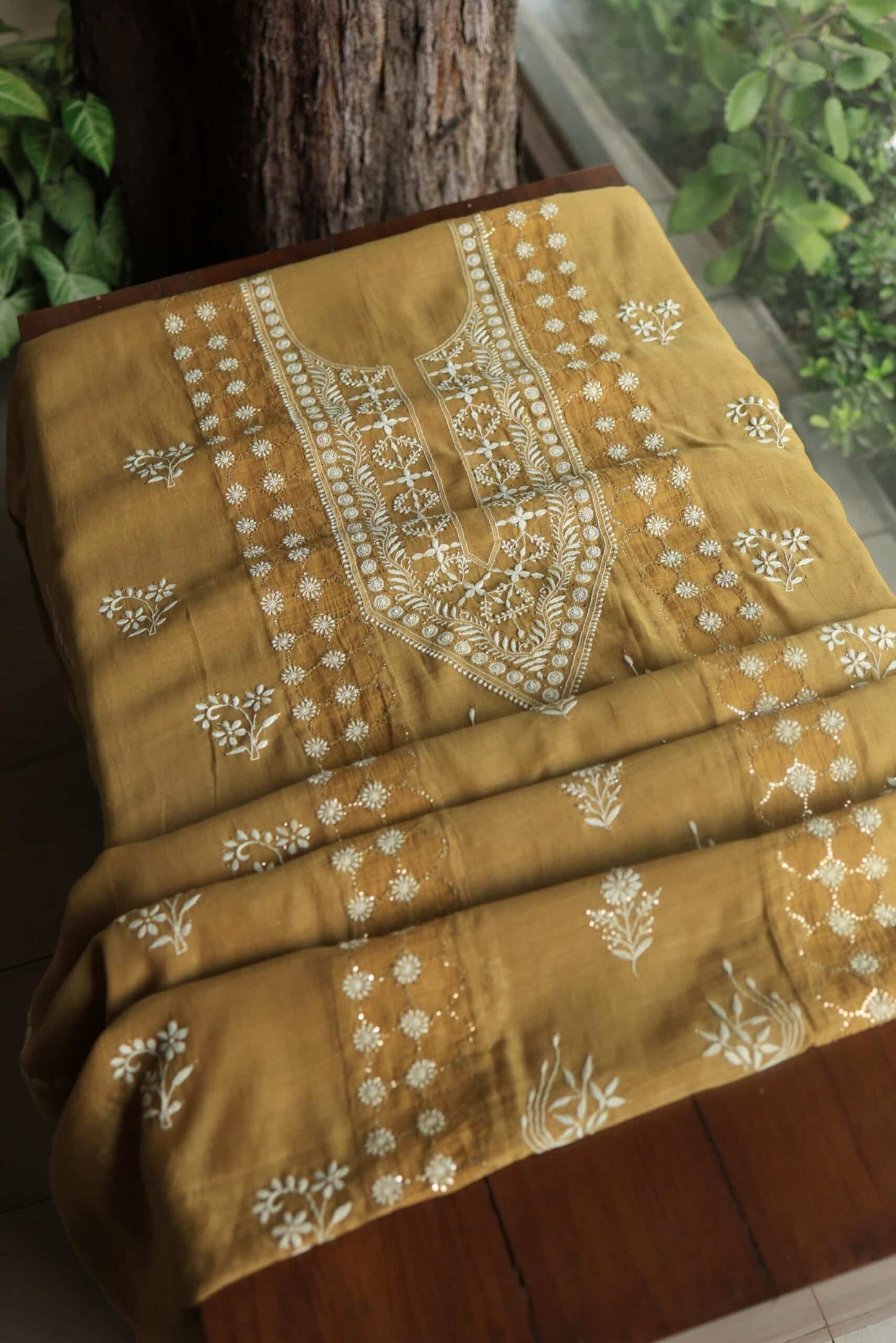 Daraz Chanderi Chikankari Kurta Fabrics