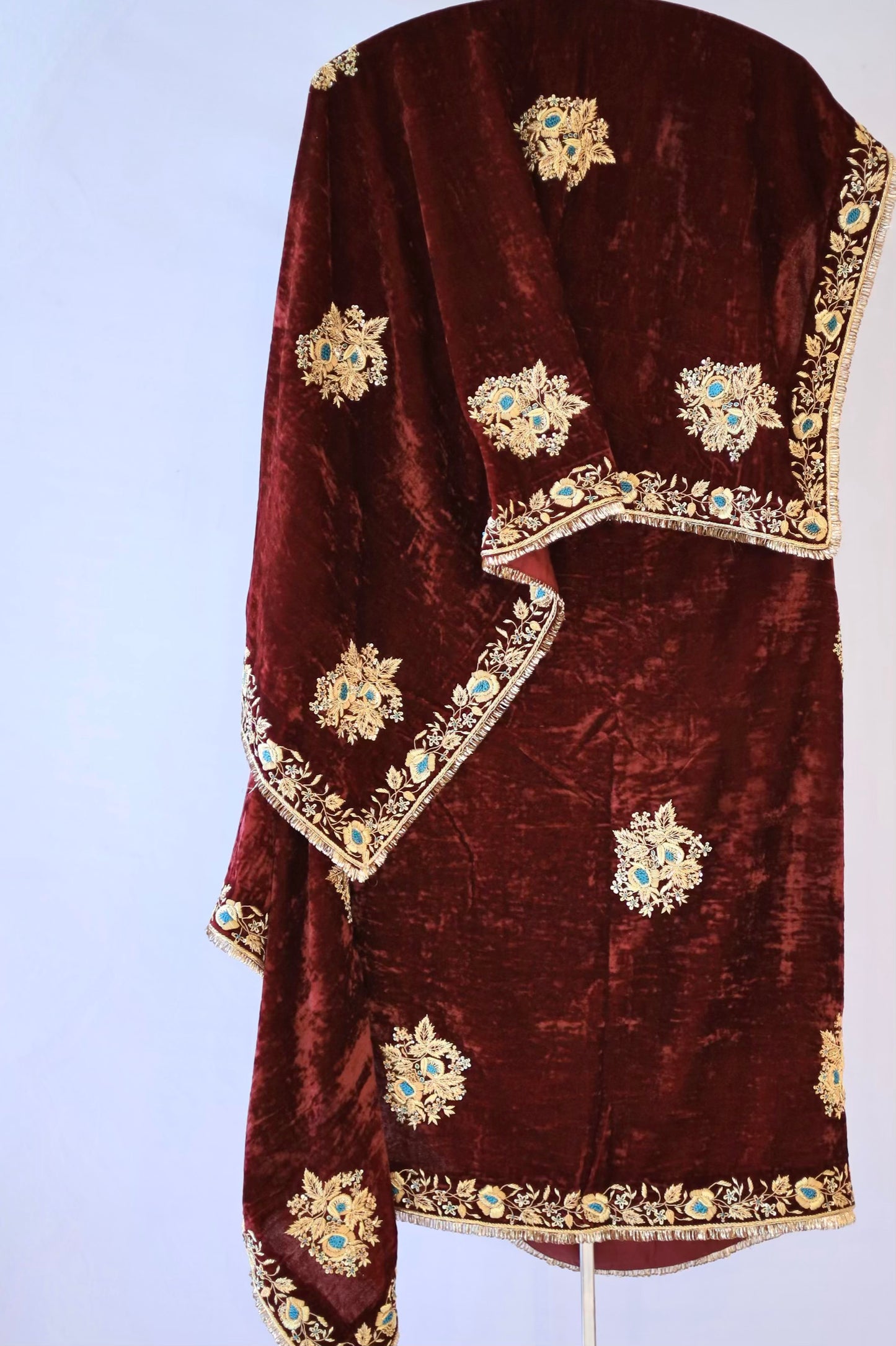 Dark Brown Shade Saman Velvet Shawls