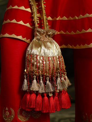 Designer Heavy Tassel Tissue Potli Bag