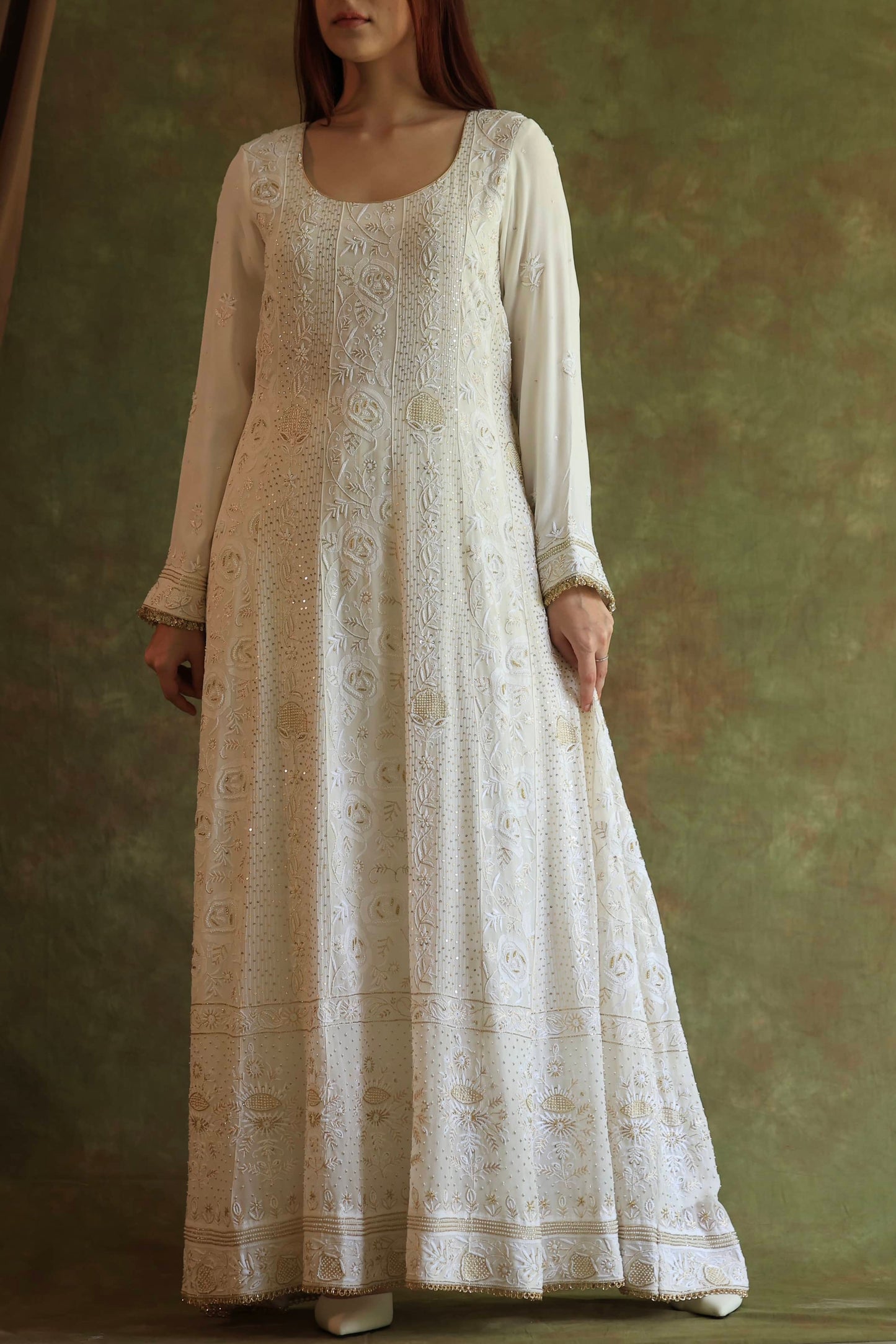 Dove White Pure Georgette Chikankari Anarkali