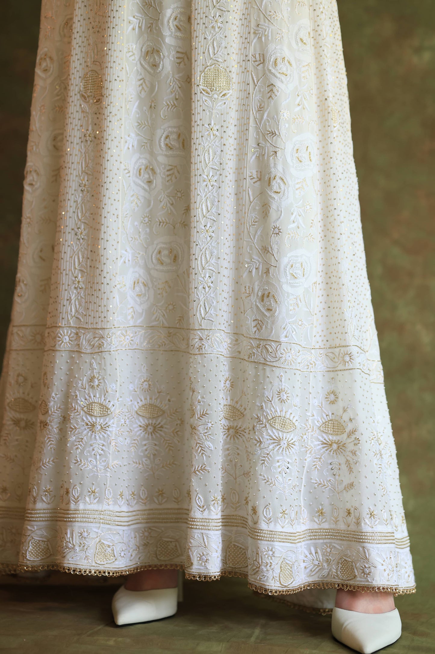 Dove White Pure Georgette Chikankari Anarkali