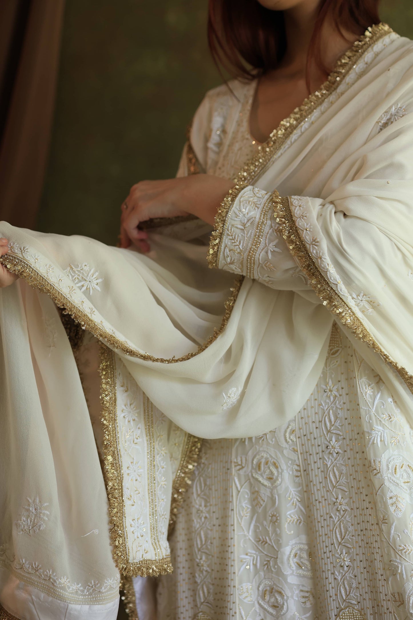 Dove White Pure Georgette Chikankari Anarkali