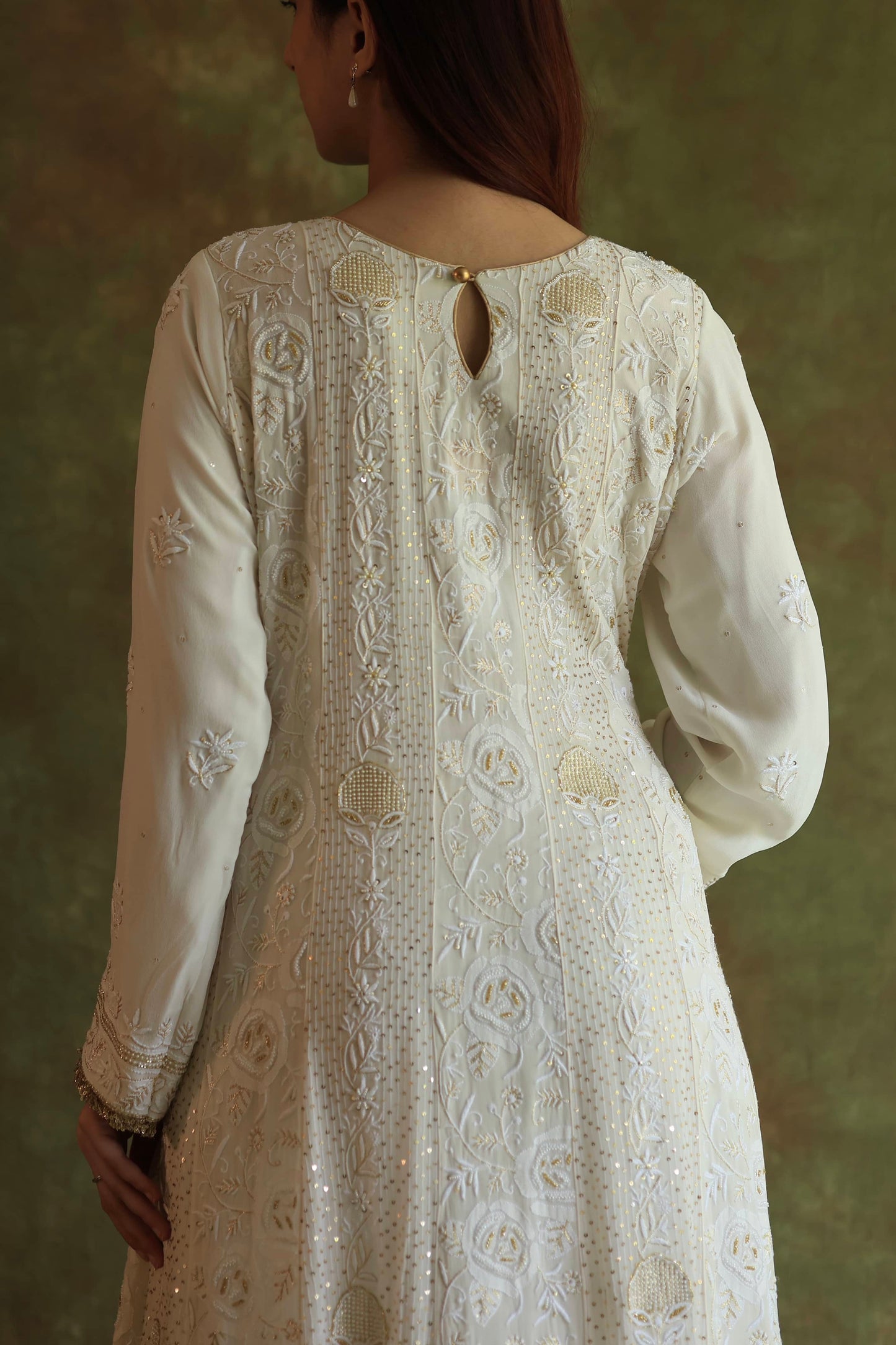 Dove White Pure Georgette Chikankari Anarkali