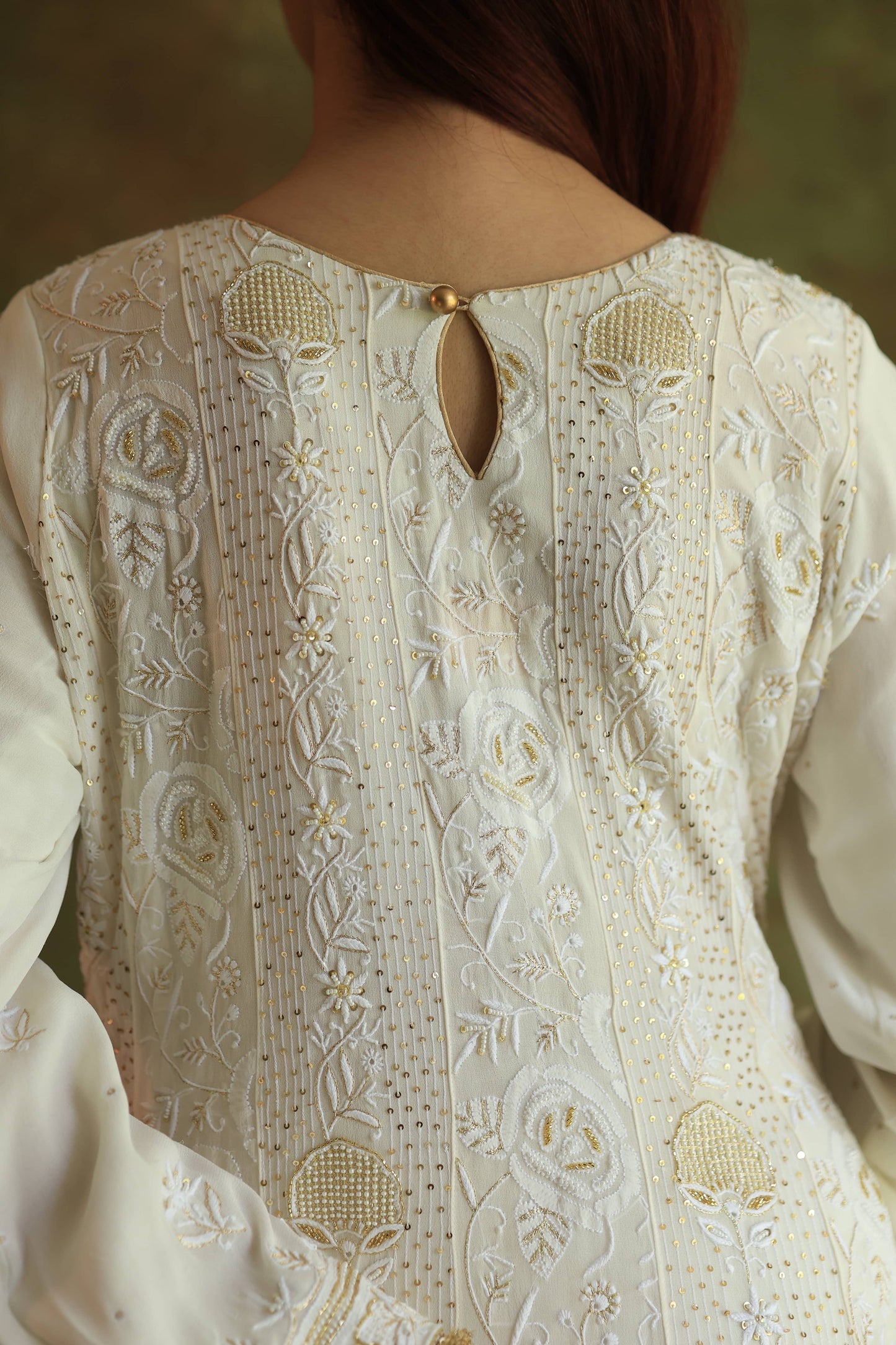 Dove White Pure Georgette Chikankari Anarkali