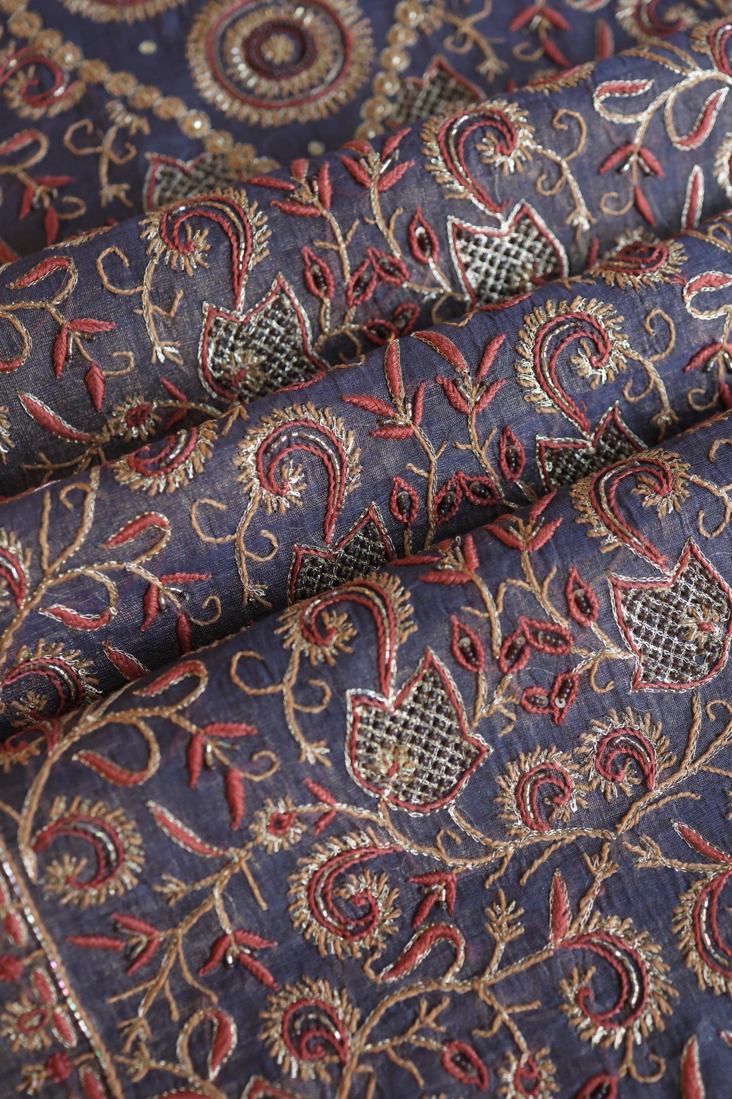 Dull Lavender Tissue Silk Chikankari Unstitched Fabric