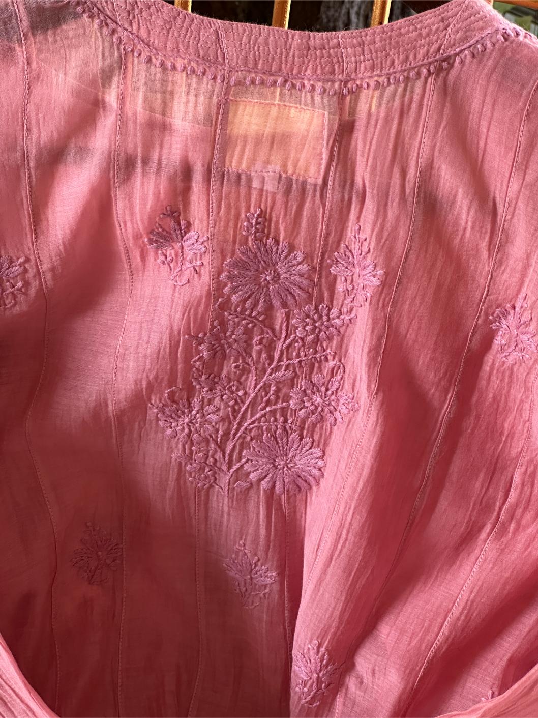 Dusky Rose Shade Zari Chanderi Chikankari Ready to Wear Tunics