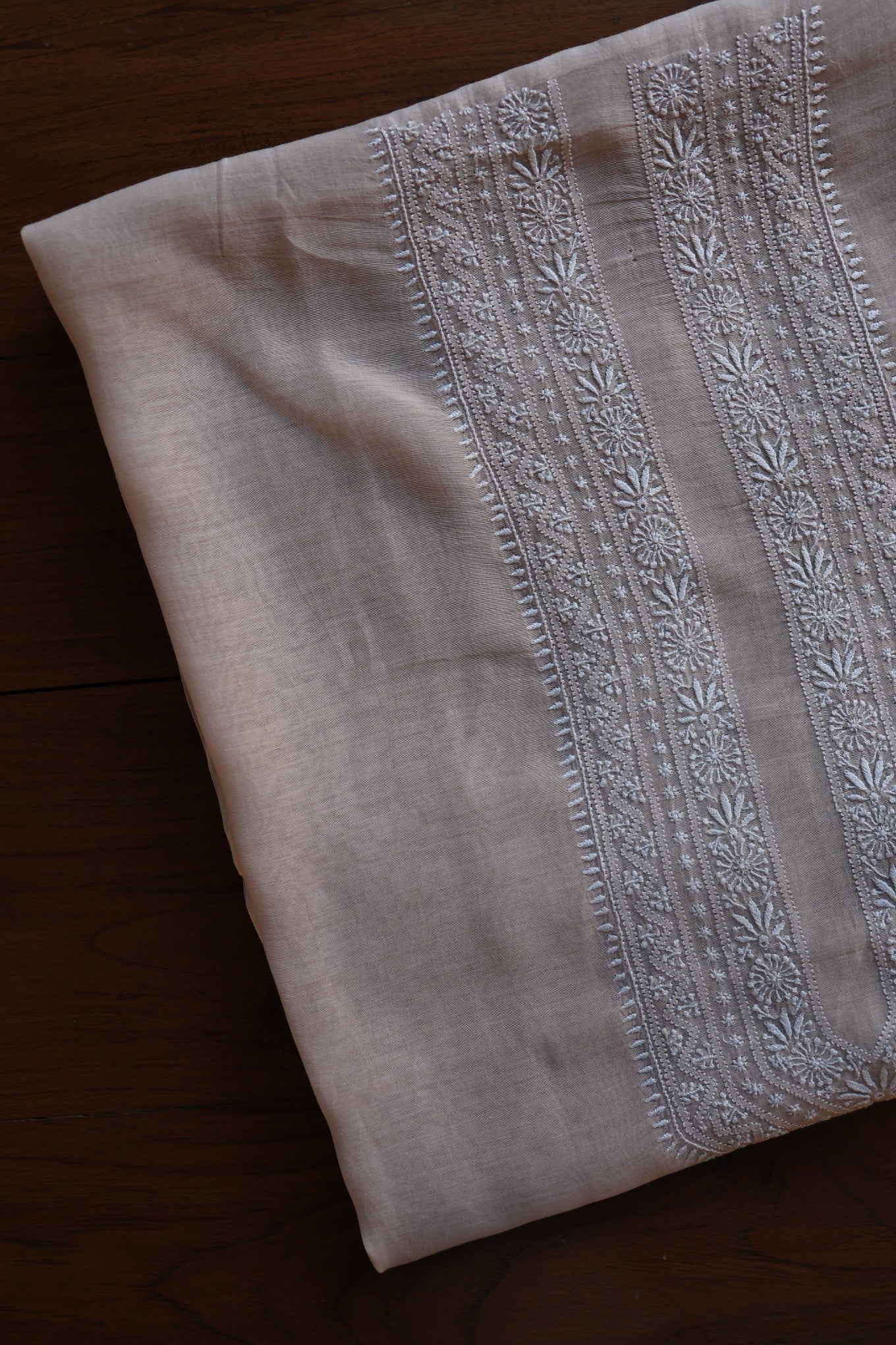 Dusty Pink Mulmul Chikankari Unstitched Men's Kurtas Fabric
