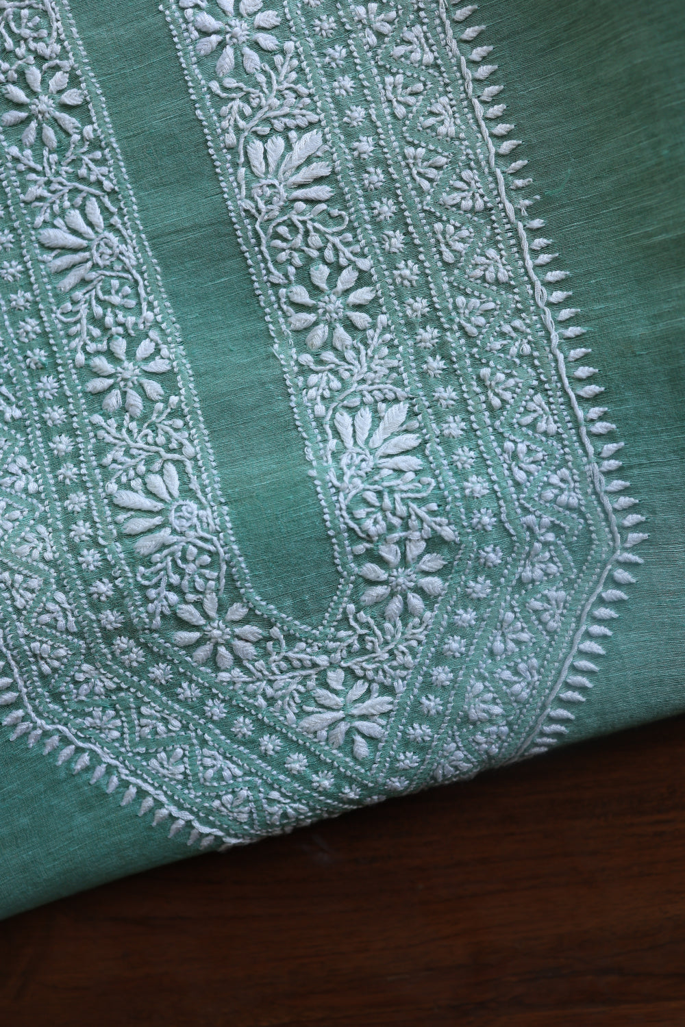Dusty Teal Linen Chikankari Unstitched Men's Kurtas Fabric