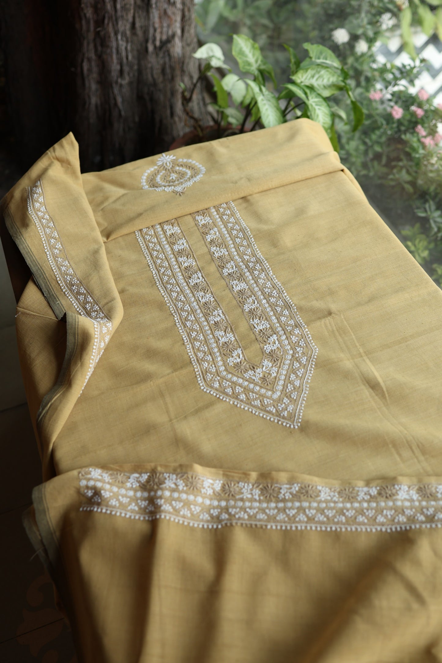 Dusty Yellow Malkha Handspun Khadi Kurtas Unisex Fabric